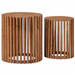 vidaXL Bijzettafelset met opslag met de deur Bruin 40 x 40 x 45 cm