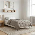 vidaXL Winter Dekbed Taupe 135 x 220 cm Microfiber en Teddy fleece