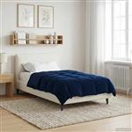 vidaXL Winter Dekbed Gekwilt Donkerblauw 135 x 220 cm Microfiber