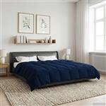 vidaXL Winter Dekbed Gekwilt Donkerblauw 200 x 200 cm Microfiber