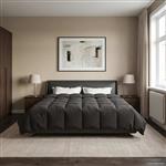 vidaXL Vol jaar dekbed Gekwilt Antraciet 200 x 200 cm Microfiber