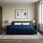 vidaXL Zomer Dekbed Gekwilt Donkerblauw 200 x 240 cm Microfiber