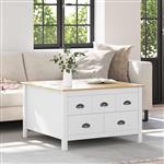 vidaXL Salontafel met lade Hill Wit en honingbruin 79.5 x 79.5 x 49 cm