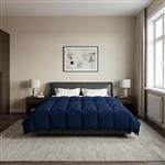 vidaXL Winter Dekbed Gekwilt Donkerblauw 220 x 260 cm Microfiber