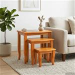 vidaXL Geneste Bijzettafels 3 pcs Naturel Massief Mahoniehout