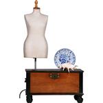 Kleine Koloniale kist ca 1800 in Djati met zwarte details en brons beslag (No.381230)