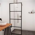 AQS Inloopdouche Frame 100x200 cm 8mm NANO Glas Mat Zwart Raster