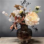 Zijden Bloemenboeket Hotel Chique – 55 cm | Compleet in getinte glazen Vaas