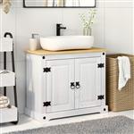 vidaXL Wastafelkast met plank Wit 73 x 33 x 60 cm Massief grenenhout