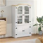 vidaXL Vitrinekast Wit 103,5 x 42 x 180 cm Massief grenenhout