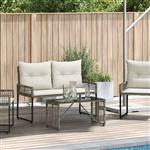 vidaXL Buiten Tafel Grijs en zwart 80 x 40 x 40 cm PE Rattan en Glas