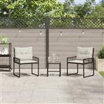 vidaXL Buitenmeubelset met kussen 3 pcs Zwart en Wit