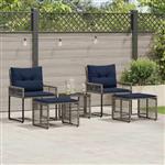 vidaXL Buitenmeubelset met kussen 5 pcs Grijs en Marineblauw