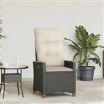 vidaXL Verstelbare tuinstoel Zwart en Crème 64 x 57,5 x 112 cm