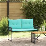 vidaXL Tuinbank Zwart en Turquoise 118 x 55 x 82 cm PE rattan en stof