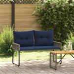 vidaXL Tuinbank met kussen Grijs en Marineblauw 118 x 55 x 82 cm