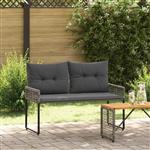 vidaXL Tuinbank met kussen Grijs 118 x 55 x 82 cm PE rattan en stof