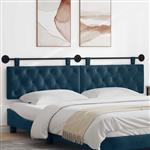 vidaXL Hangend hoofdbord Met LED-verlichting Blauw Fluweel