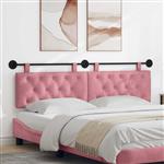 vidaXL Hangend hoofdbord Met LED-verlichting Roze Fluweel