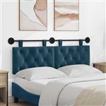 vidaXL Hangend hoofdbord Met LED-verlichting Blauw Fluweel