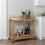 vidaXL Wijn Trolley Met Wielen Naturel 85 x 50 x 93 cm Bamboe