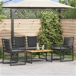 vidaXL Buitenmeubelset 4 pcs Zwart en Donkergrijs Staal en Poly Rattan