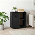 vidaXL Rolling Kast Zwart 63,5 x 39 x 65,5 cm Massief Vurenhout