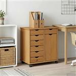 vidaXL Rolling Kast Honingbruin 63,5 x 39 x 65,5 cm Massief Vurenhout