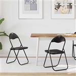 vidaXL Inklapbare stoel 2 pcs Zwart 48 x 43,5 x 81 cm Nep Leer