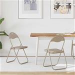 vidaXL Inklapbare stoel 2 pcs Zand 48 x 43,5 x 81 cm Nep Leer