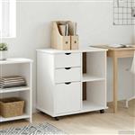 vidaXL Rolling Kast met wiel Wit 63,5 x 39 x 65,5 cm Massief Vurenhout