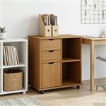 vidaXL Rolling Kast Honingbruin 63,5 x 39 x 65,5 cm Massief Vurenhout