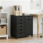 vidaXL Rolling Kast Zwart 63,5 x 39 x 65,5 cm Massief Vurenhout