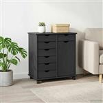 vidaXL Rolling Kast Grijs 63,5 x 39 x 65,5 cm Massief Vurenhout