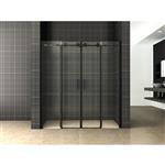 Nisdeur Aquasplash Schuifbaar 4-Delig 180x200 cm Mat Zwart