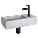 Fonteinset Differnz Ravo Beton 38.5x18.5x9 cm Licht Grijs Met Rechte Mat Zwart