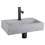 Fonteinset Differnz Flat Beton 38x24x8 cm Licht Grijs Met Rechte Kraan Mat Zwart