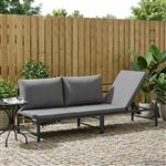 vidaXL 3-Persoons Zonligbed Zwart 200 x 62 x 59,5 cm Textileen