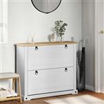 vidaXL Schoenenkast Corona Wit 99 x 32 x 85 cm Massief grenenhout