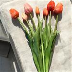 Bundel Tulpen 7 x - Peach - Real Touch - 45cm - Mixen met verse bloemen mogelijk -