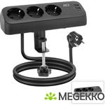 ACT Stekkerdoos met 3 type-F stopcontacten, 30W Power Delivery, USB Type-C/A poorten, kabellengte 1,