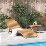 vidaXL Ligstoel 2 pcs Bruin 198 x 55 x 58,5 cm Massief Teakhout