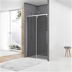 Nisdeur Van Rijn ST06 Schuifdeur Met Vaste Wand Rookglas 140x200 cm 8 mm Soft Close Chroom