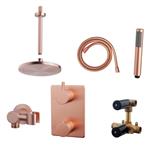 Thermostatisch Inbouwdoucheset Aqua Splash Plafonduitloop Rond 20 cm Geborsteld Koper