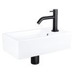 Fonteinset Differnz Force Keramiek 40x22x11.5 cm Wit Met Gebogen Kraan Mat Zwart