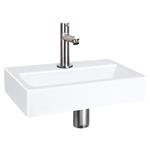 Fonteinset Differnz Flat Keramiek 38x24x7 cm Wit Met Rechte Kraan Mat Chroom