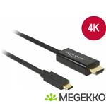 Delock 85259 Kabel USB Type-C male > HDMI male (DP Alt Mode) 4K 30 Hz 2 m zwart