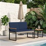 vidaXL Tuinbank Grijs en Marineblauw 107 x 61 x 80 cm poly rattan