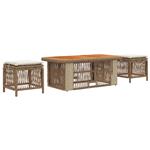 vidaXL Tuin eettafelset met kussen 4 pcs Beige en Crème poly rattan