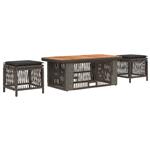 vidaXL Tuin eettafelset 4 pcs Grijs en Donkergrijs poly rattan